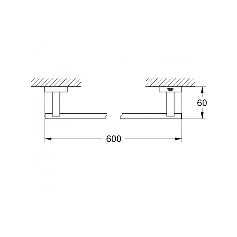 Bản vẽ kỹ thuật thanh treo khăn 40509001 Grohe